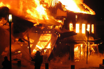 Photo of home completely in flames